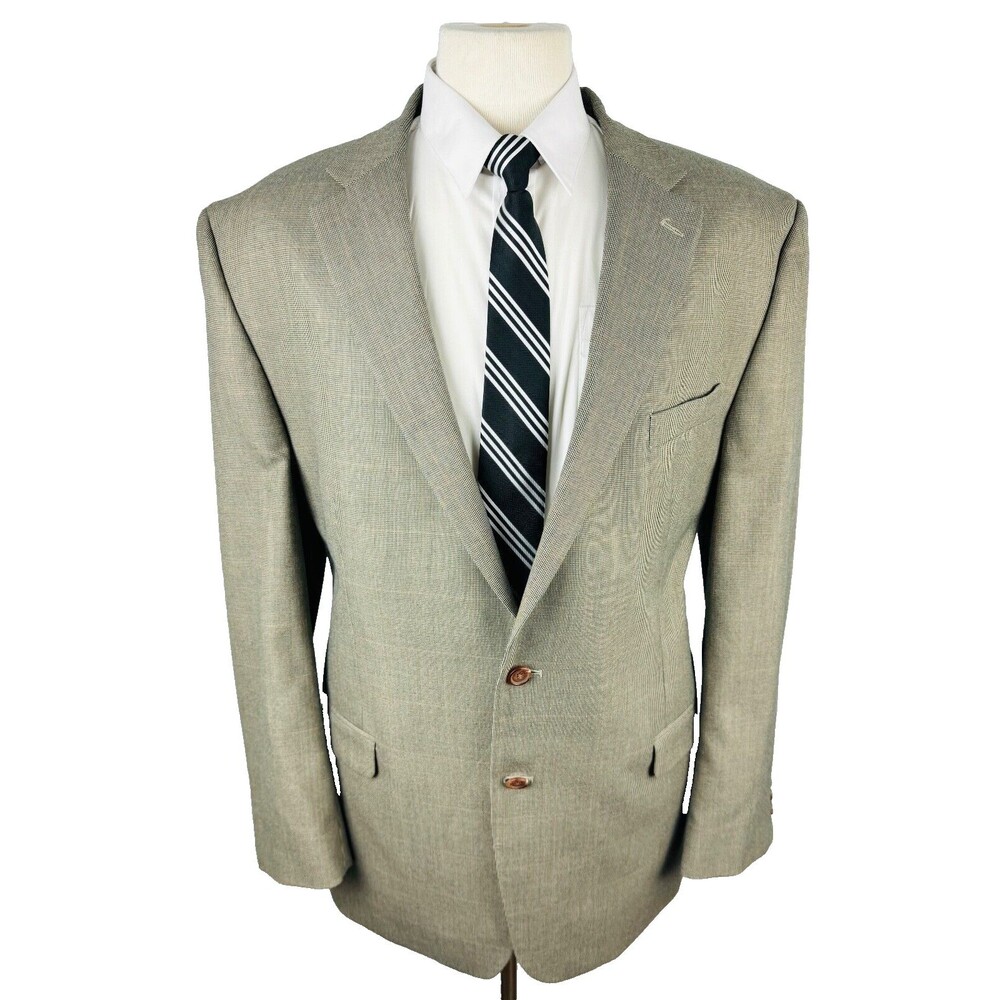 RALPH LAUREN Mens 46L Beige Check Super Soft Blazer Sport Coat Suit Jacket